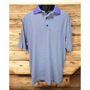 FootJoy FJ Mens Striped Purple-White Golf Apparel Polo Large